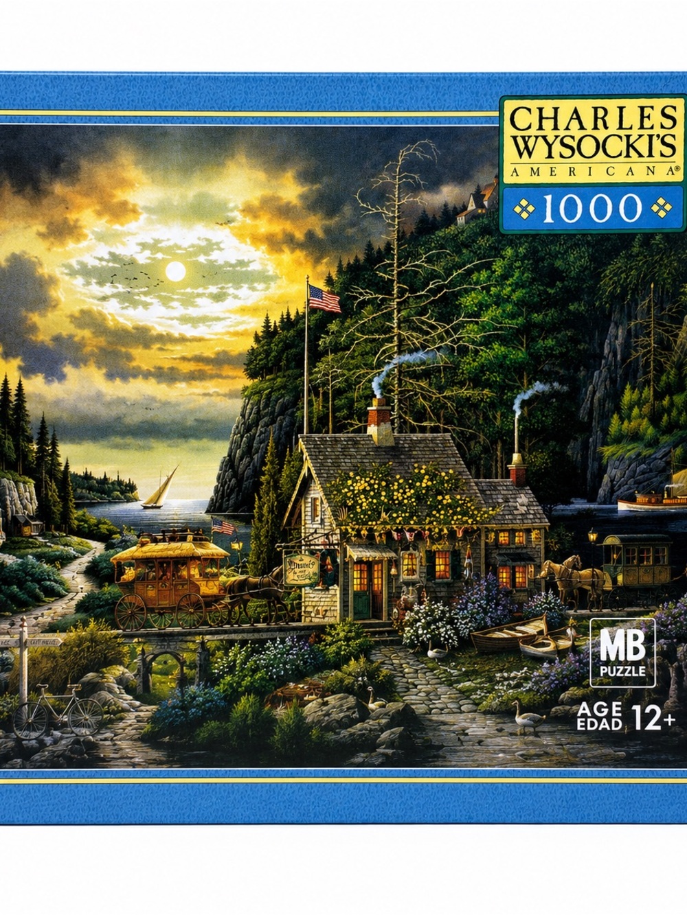 Charles Wysocki 1000-Piece Scenic Cottage Jigsaw Puzzle - Blue Accent